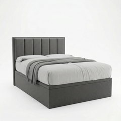 Snova Grey Fabric Storage Bed (Water Repellent) + Somnuz® Comfy 10" Individual Pocketed Spring Mattress