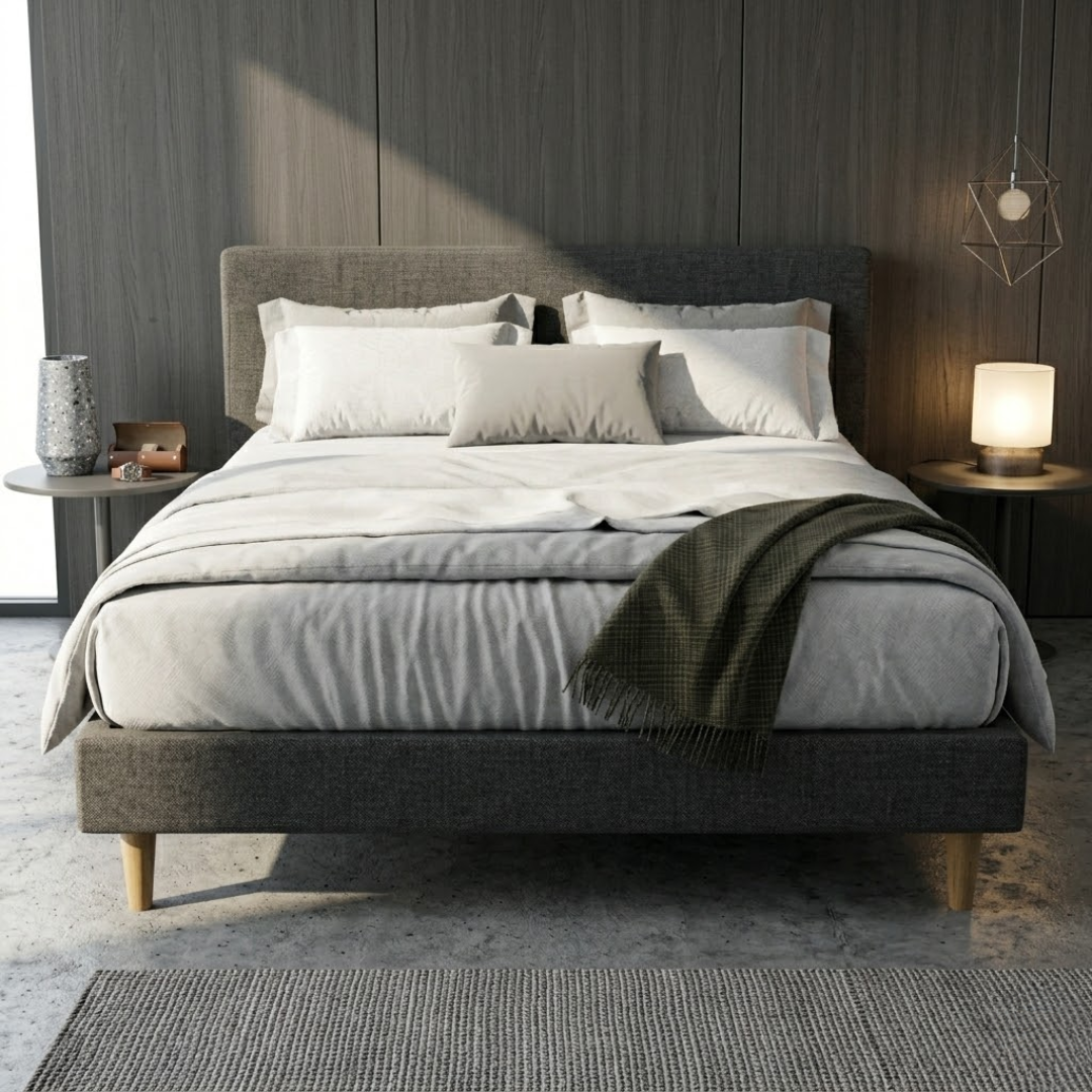 Manovel Fabric Divan Bed Frame (Water Repellent) + Somnuz® Memory Foam Mattress (Single & Super Single only)