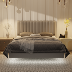 Delane Genuine Leather Floating Bed Frame (With LED) by Esteller