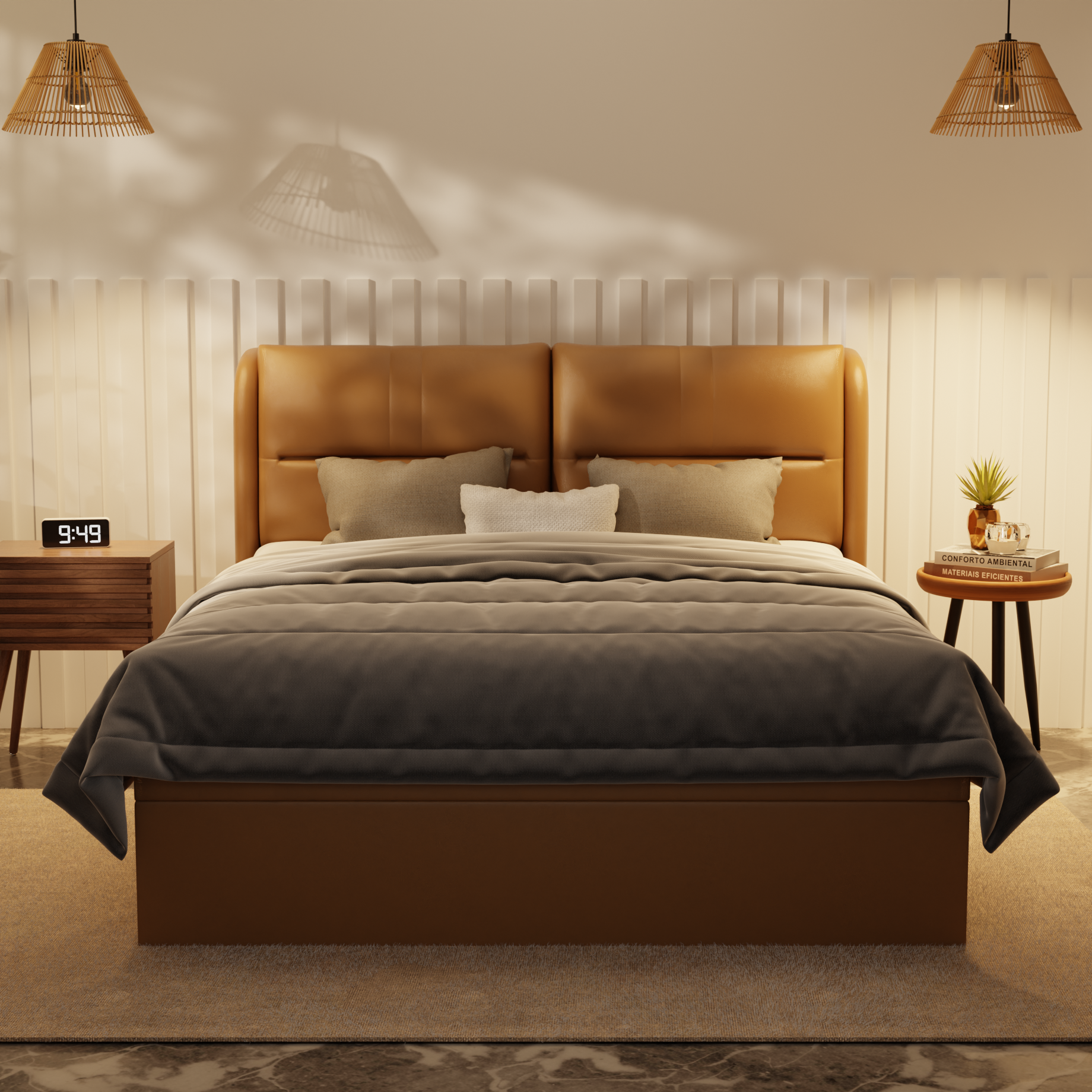 Linqe Genuine Leather Storage Bed (Gas Lift) by Esteller