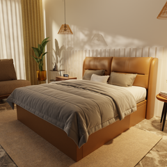 Linqe Genuine Leather Storage Bed (Gas Lift) by Esteller