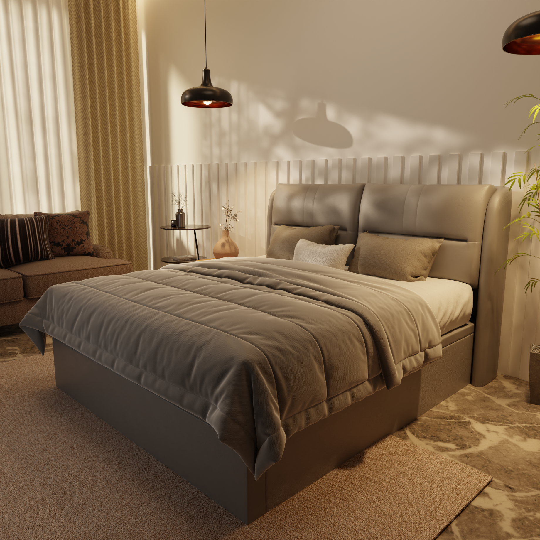 Linqe Genuine Leather Storage Bed (Gas Lift) by Esteller