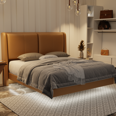 Grenne Genuine Leather Floating Bed Frame (With LED) by Esteller