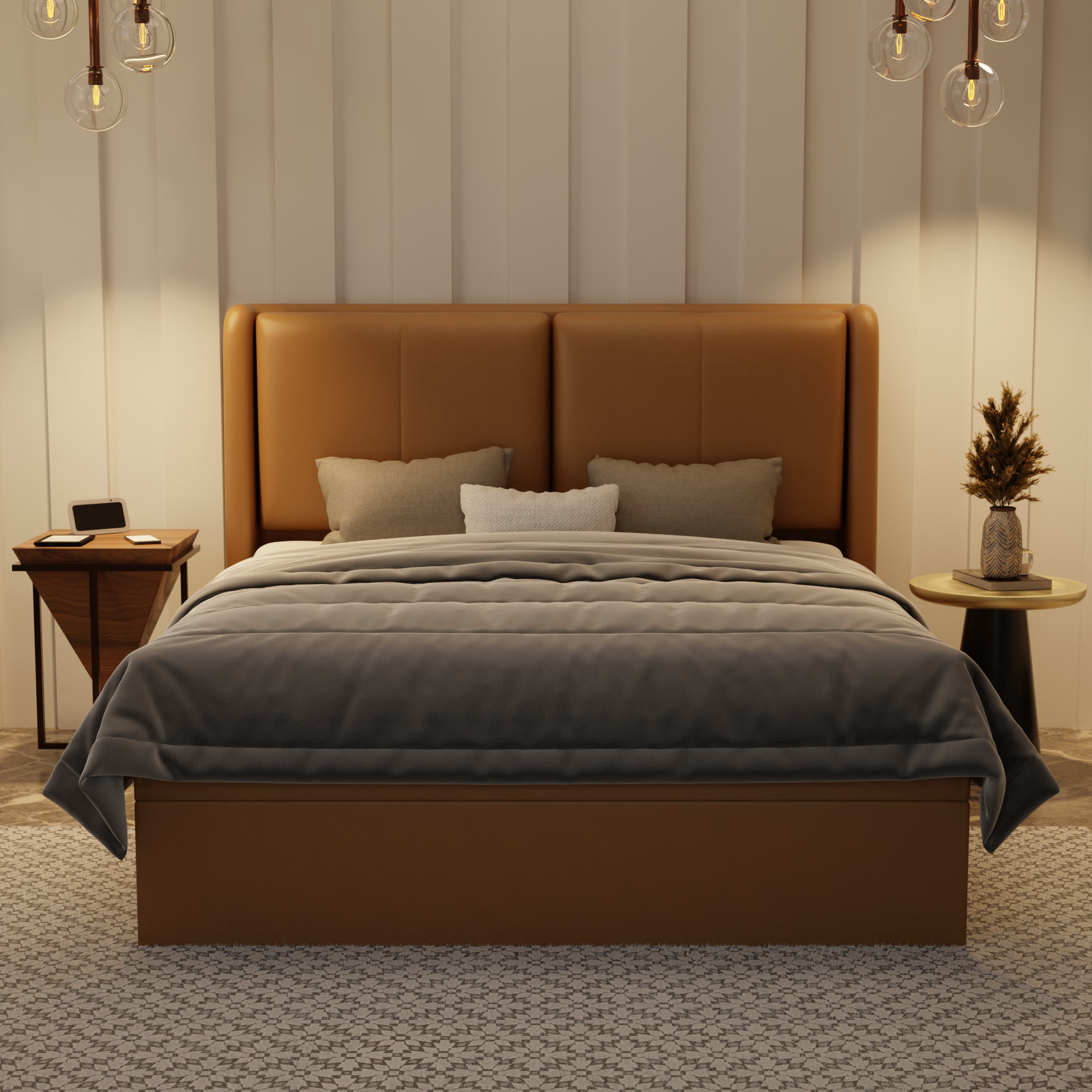 Grenne Genuine Leather Storage Bed (Gas Lift) by Esteller