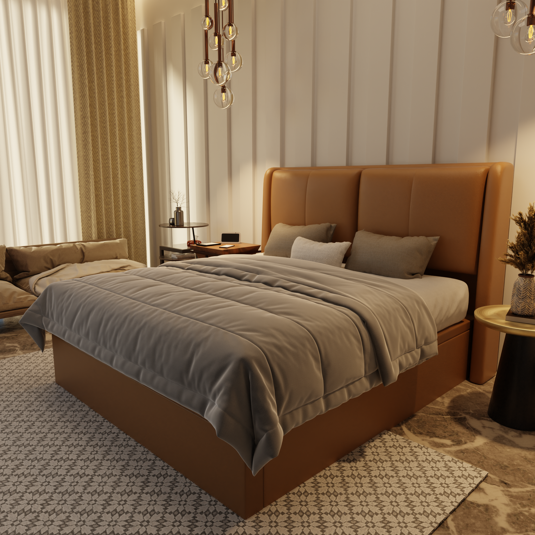 Grenne Genuine Leather Storage Bed (Gas Lift) by Esteller