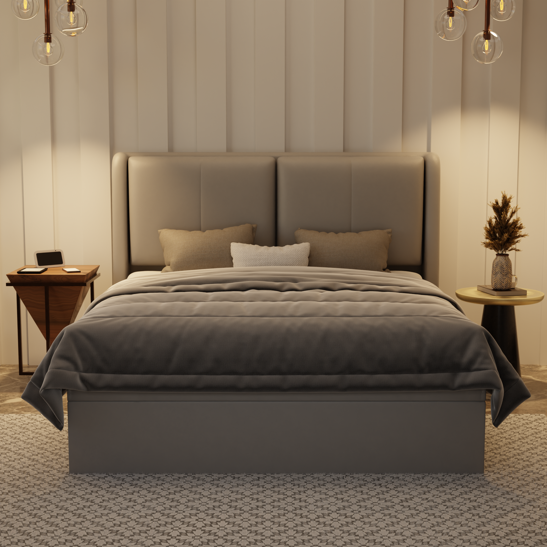 Grenne Genuine Leather Storage Bed (Gas Lift) by Esteller