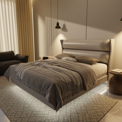 Kimble Genuine Leather Floating Bed Frame (With LED) by Esteller