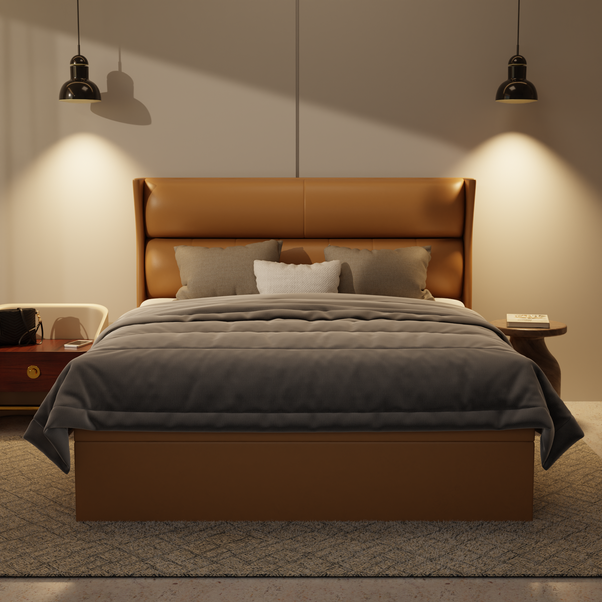 Kimble Genuine Leather Storage Bed (Gas Lift) by Esteller