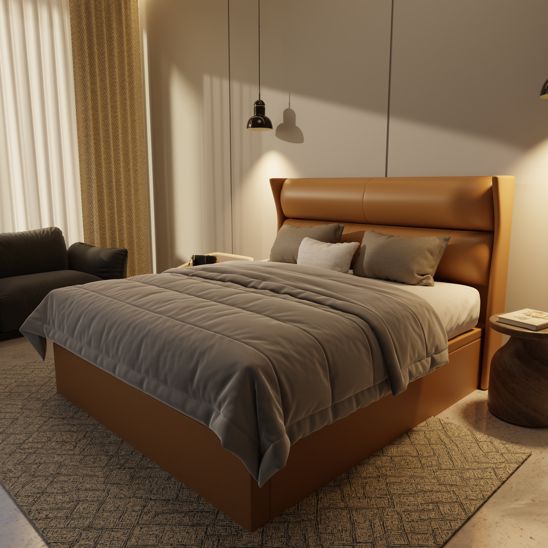 Kimble Genuine Leather Storage Bed (Gas Lift) by Esteller