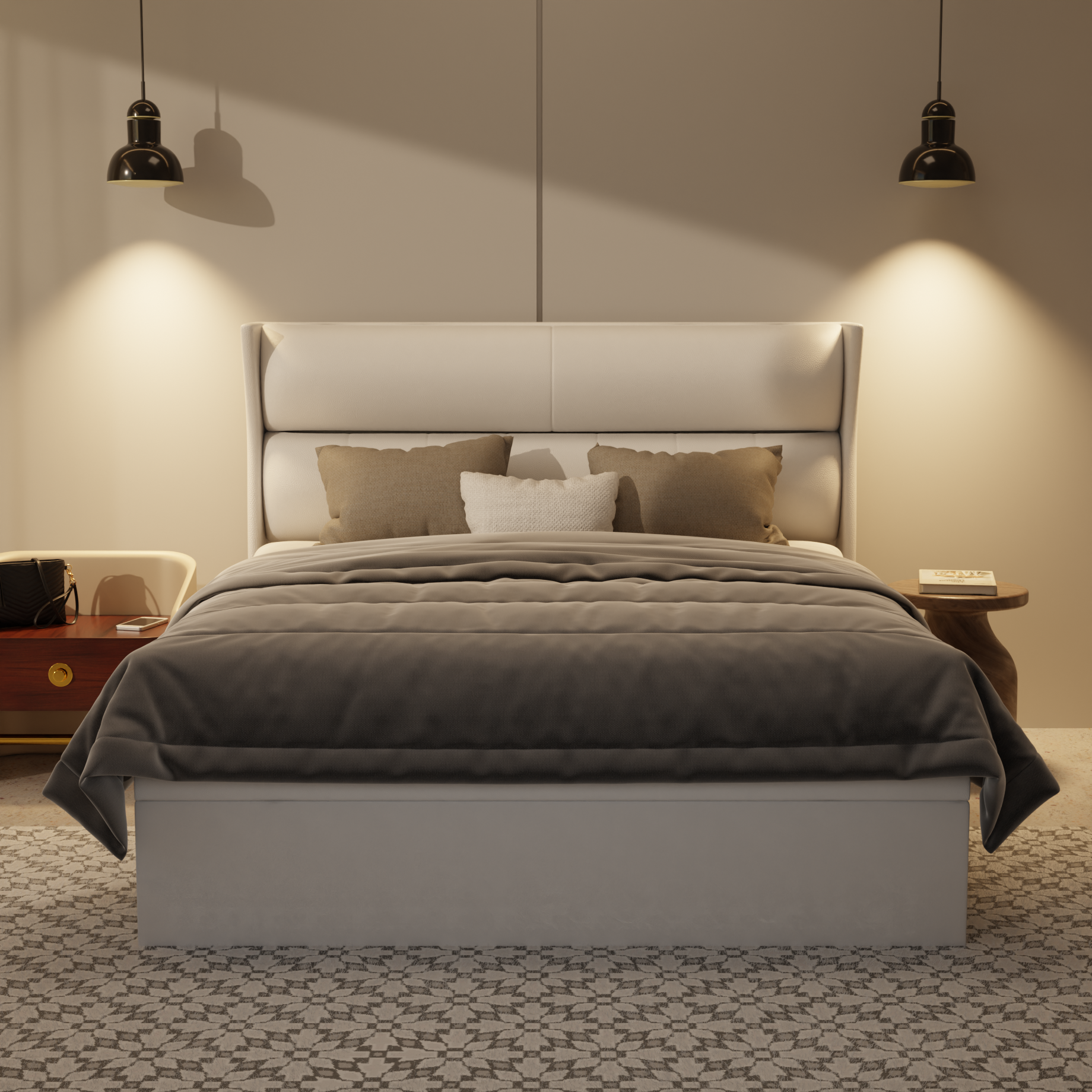 Kimble Genuine Leather Storage Bed (Gas Lift) by Esteller