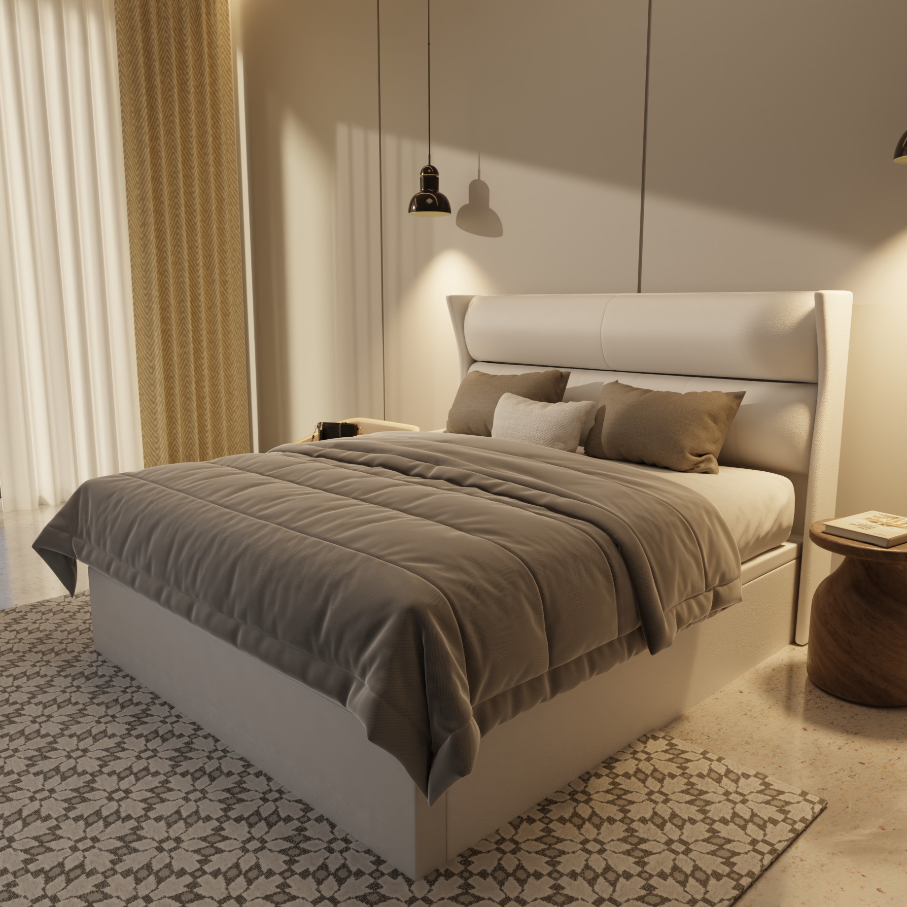 Kimble Genuine Leather Storage Bed (Gas Lift) by Esteller