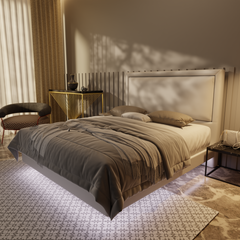 Jinny Genuine Leather Floating Bed Frame (With LED) by Esteller