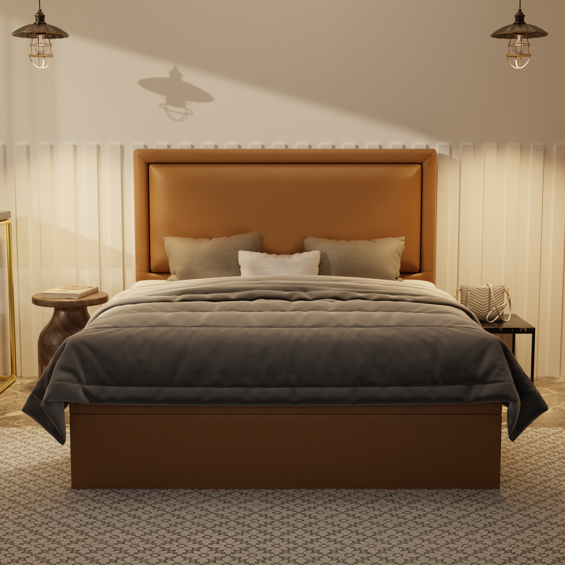 Jinny Genuine Leather Storage Bed (Gas Lift) by Esteller