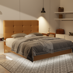 Rachelle Genuine Leather Floating Bed Frame (With LED) by Esteller