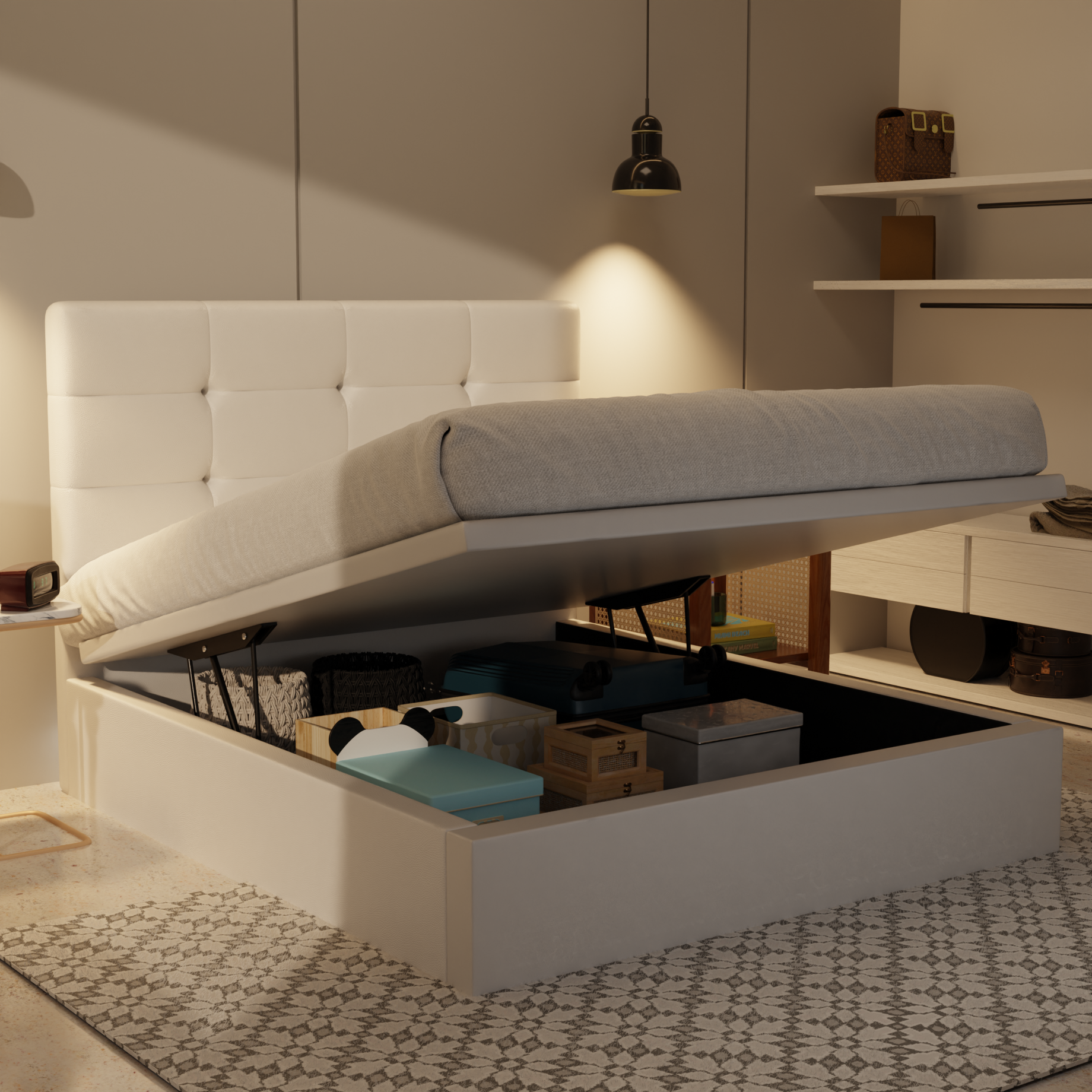 Rachelle Genuine Leather Storage Bed (Gas Lift) by Esteller