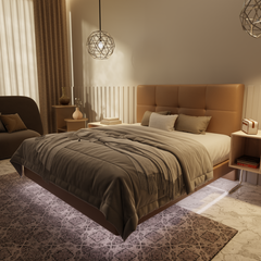 Koane Genuine Leather Floating Bed Frame (With LED) by Esteller