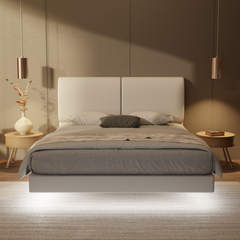 Gretelle Genuine Leather Floating Bed Frame (With LED) by Esteller