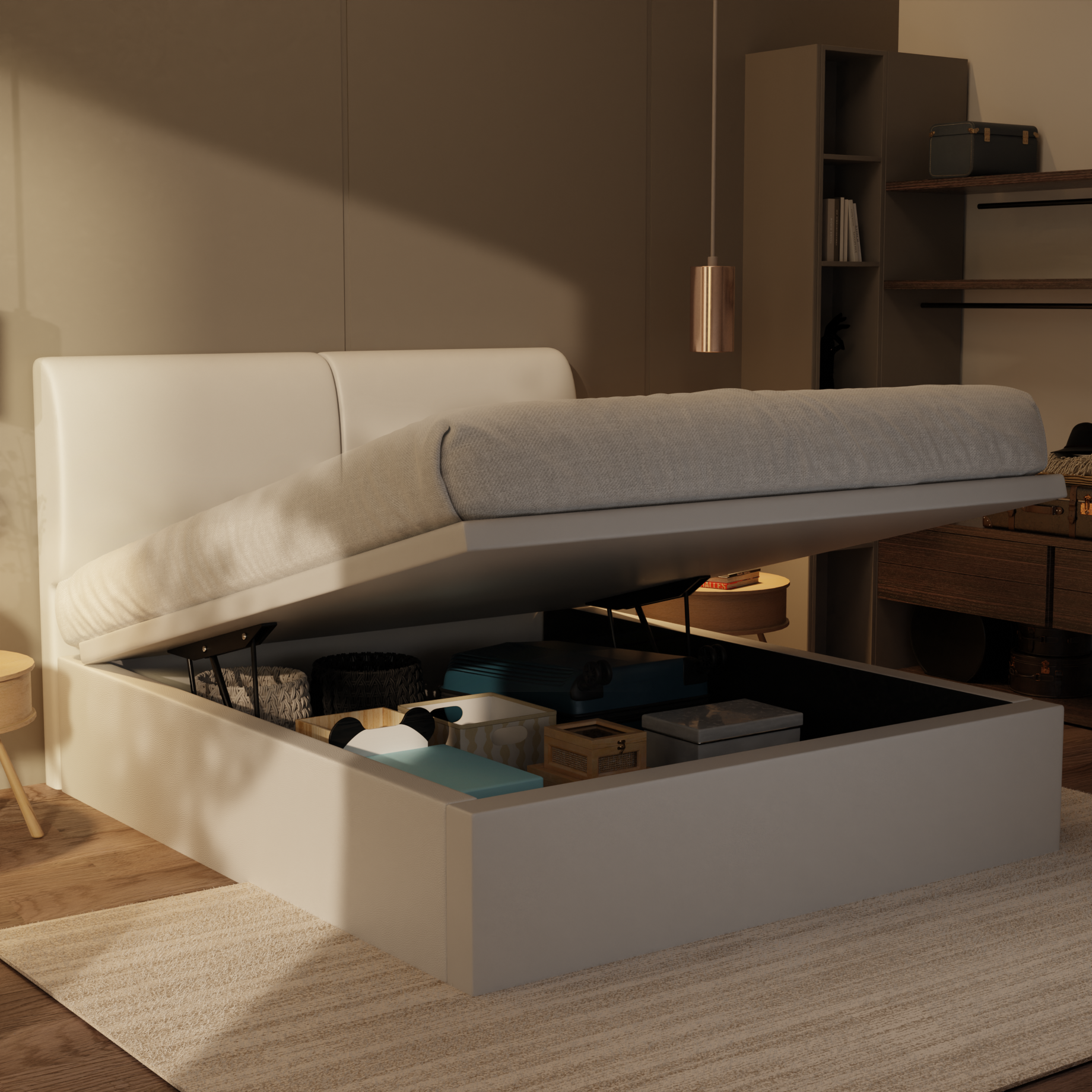 Gretelle Genuine Leather Storage Bed (Gas Lift) by Esteller