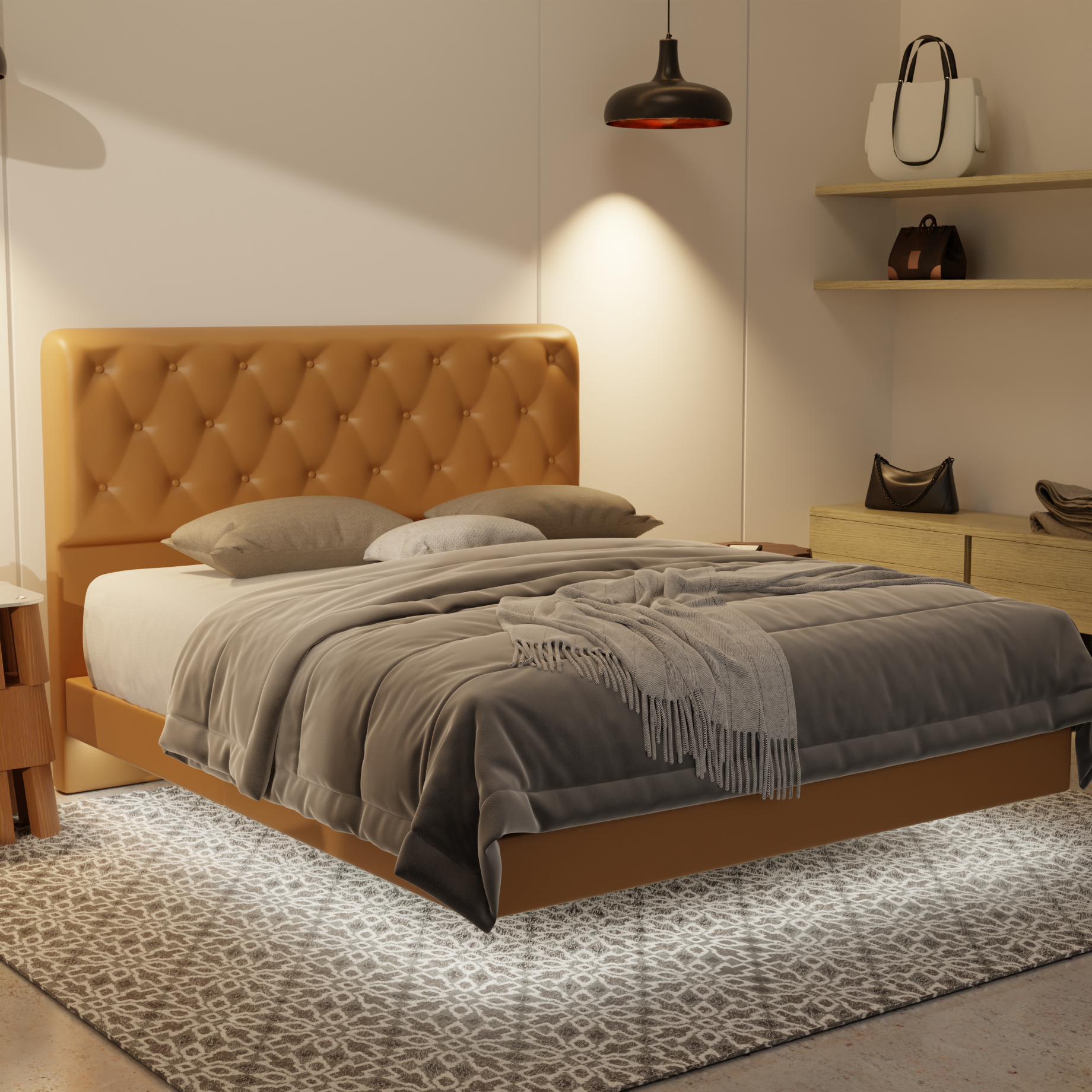 Wimble Genuine Leather Floating Bed Frame (With LED) by Esteller