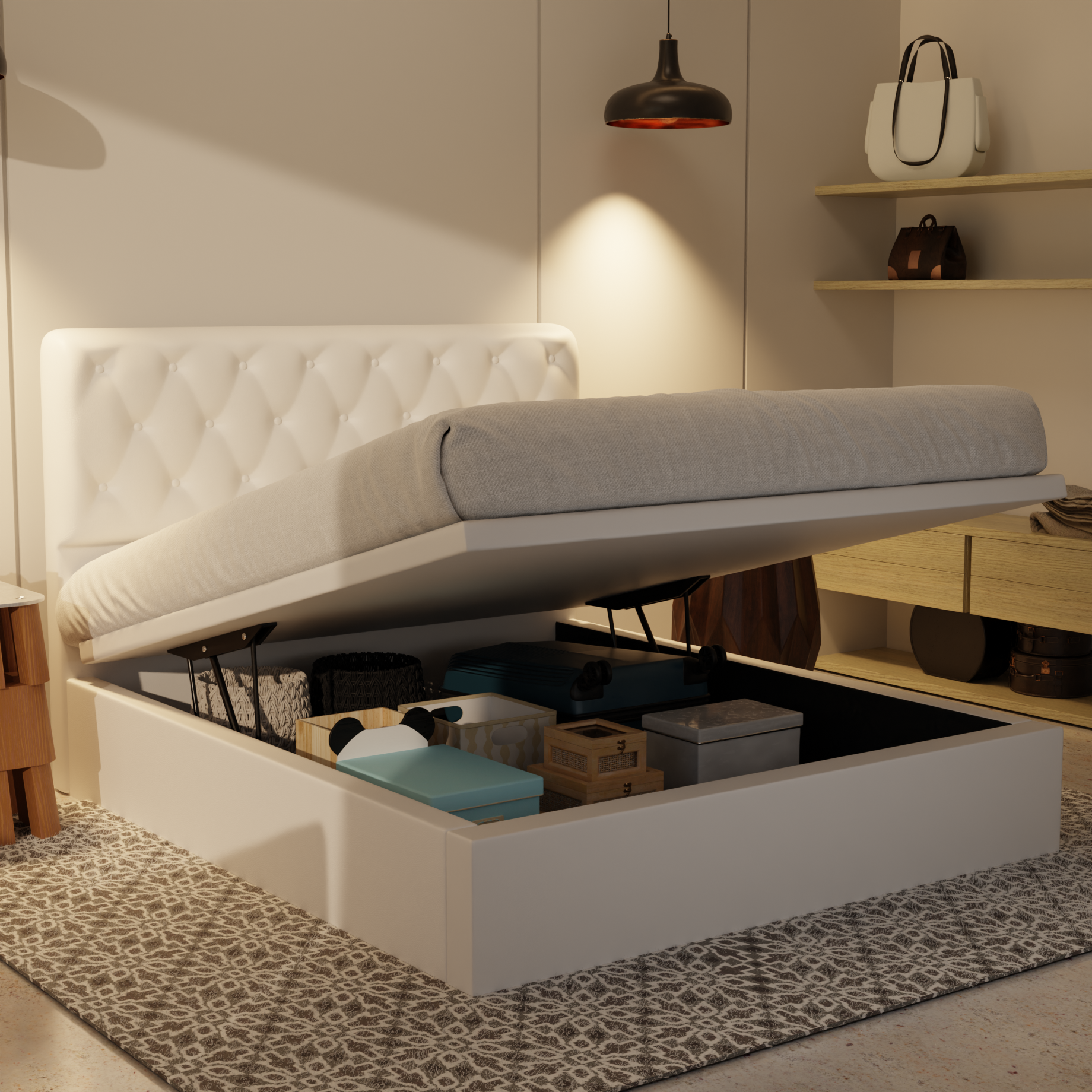 Wimble Genuine Leather Storage Bed (Gas Lift) by Esteller