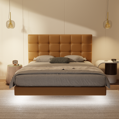Mancine Genuine Leather Floating Bed Frame (With LED) by Esteller