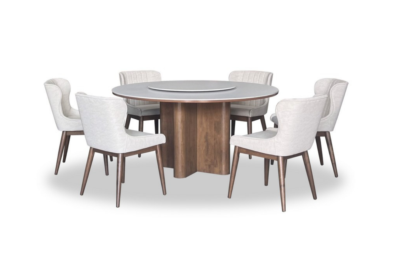 Celine Dining Set (1 Table + 6 Chair) by Wood Haven