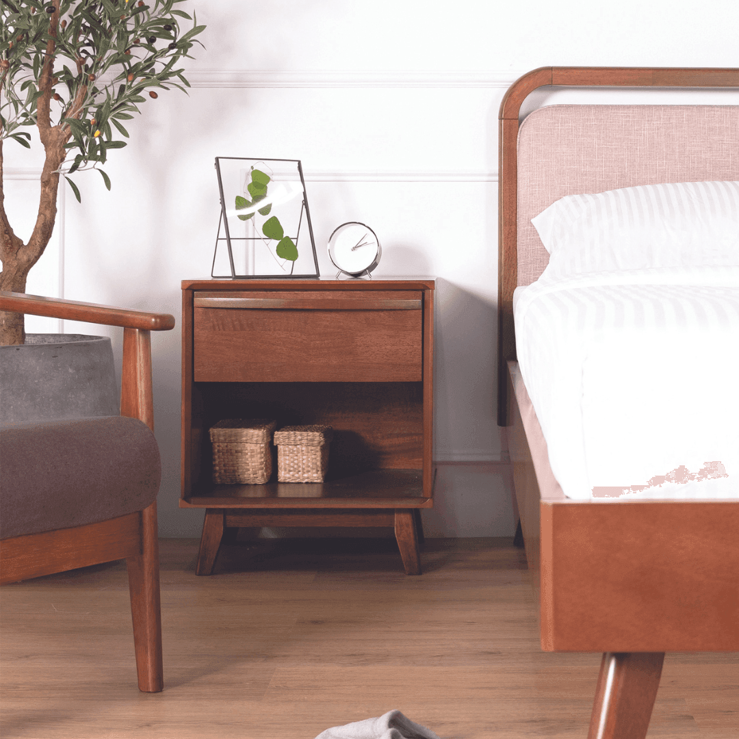 Megafurniture | Althea Walnut Wooden Bedside Table | Bed Side Table