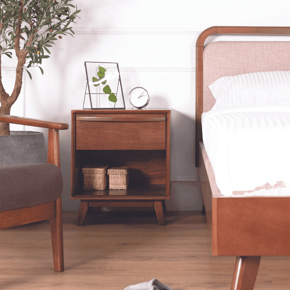 Megafurniture | Althea Walnut Wooden Bedside Table | Bed Side Table