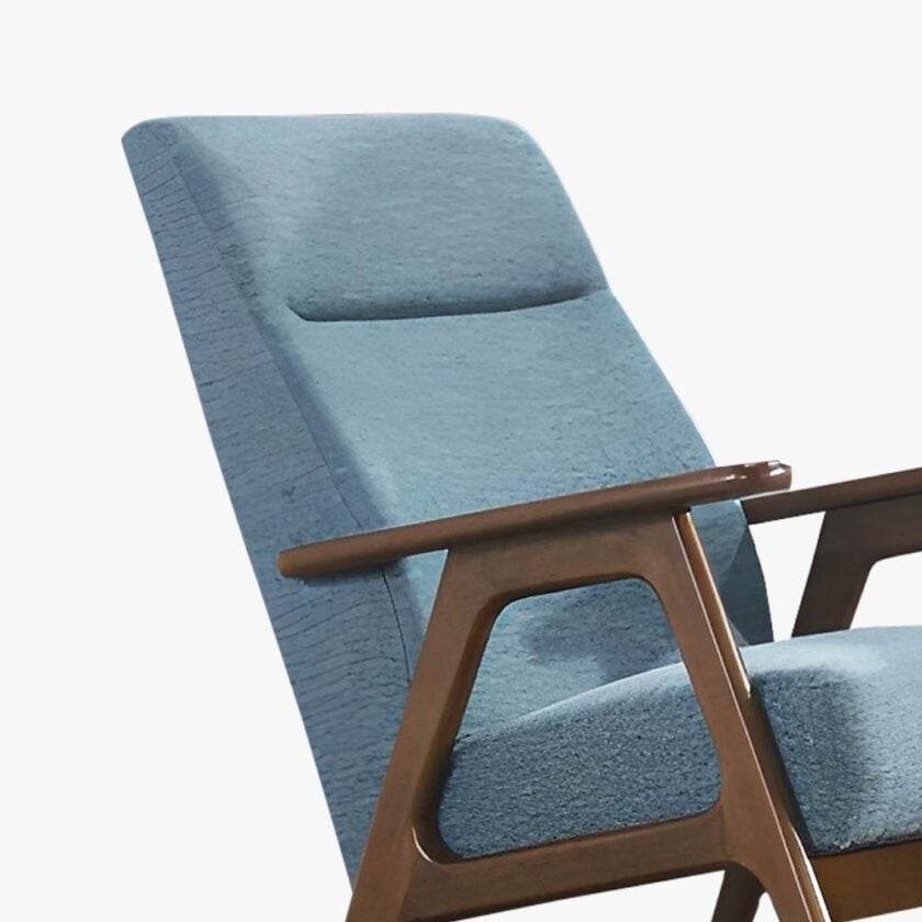 Megafurniture | Andreus Blue Fabric Wooden Rocking Chair | Rocking Chair