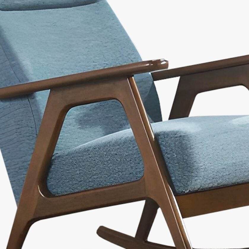 Megafurniture | Andreus Blue Fabric Wooden Rocking Chair | Rocking Chair