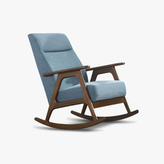 Megafurniture | Andreus Blue Fabric Wooden Rocking Chair | Rocking Chair