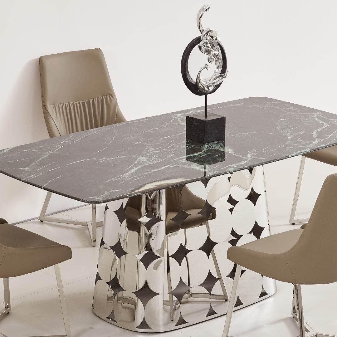 Maya Cultured Marble Dining Table (140cm/160cm/180cm) - Maxi Home Furnishing