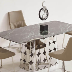 Maya Cultured Marble Dining Table (140cm/160cm/180cm) - Maxi Home Furnishing