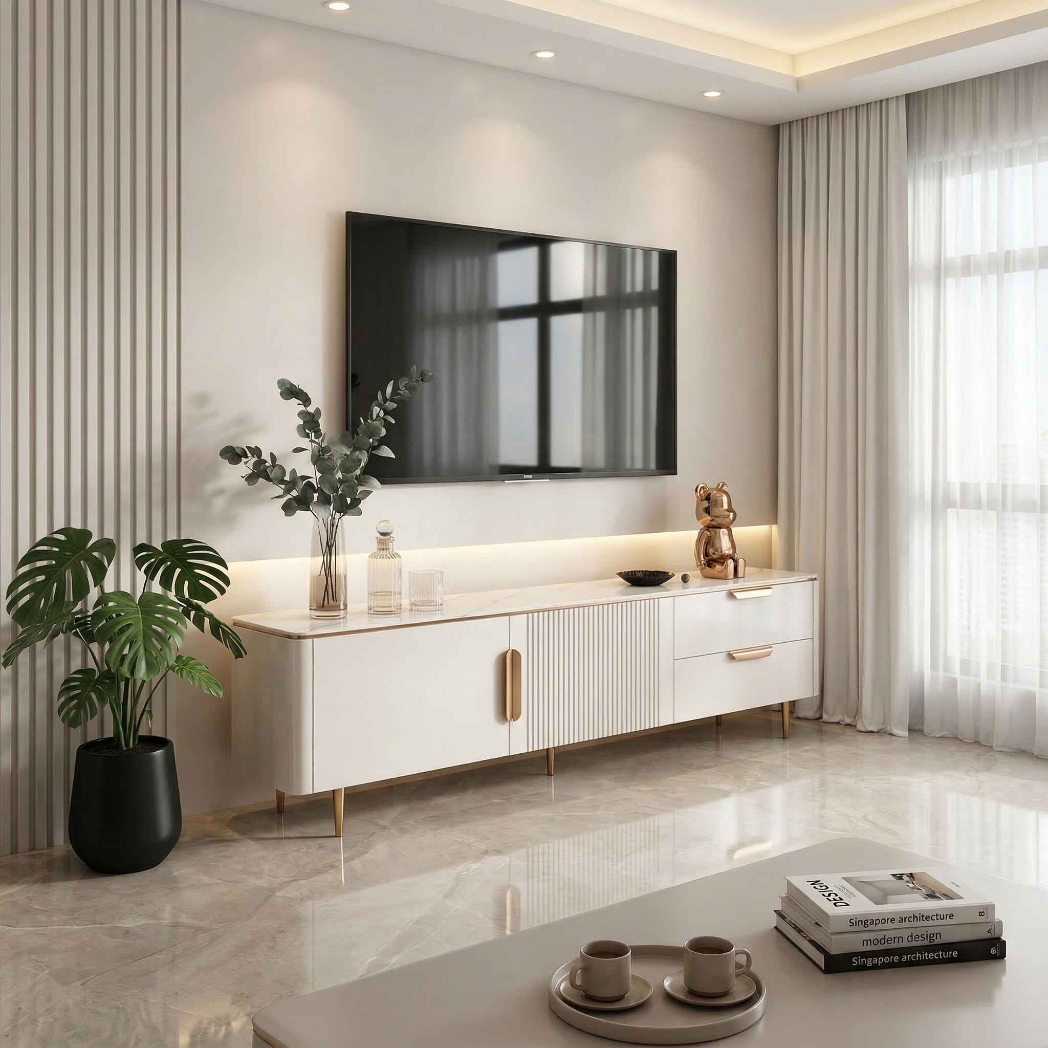 Perla Sintered Stone TV Console (200cm)