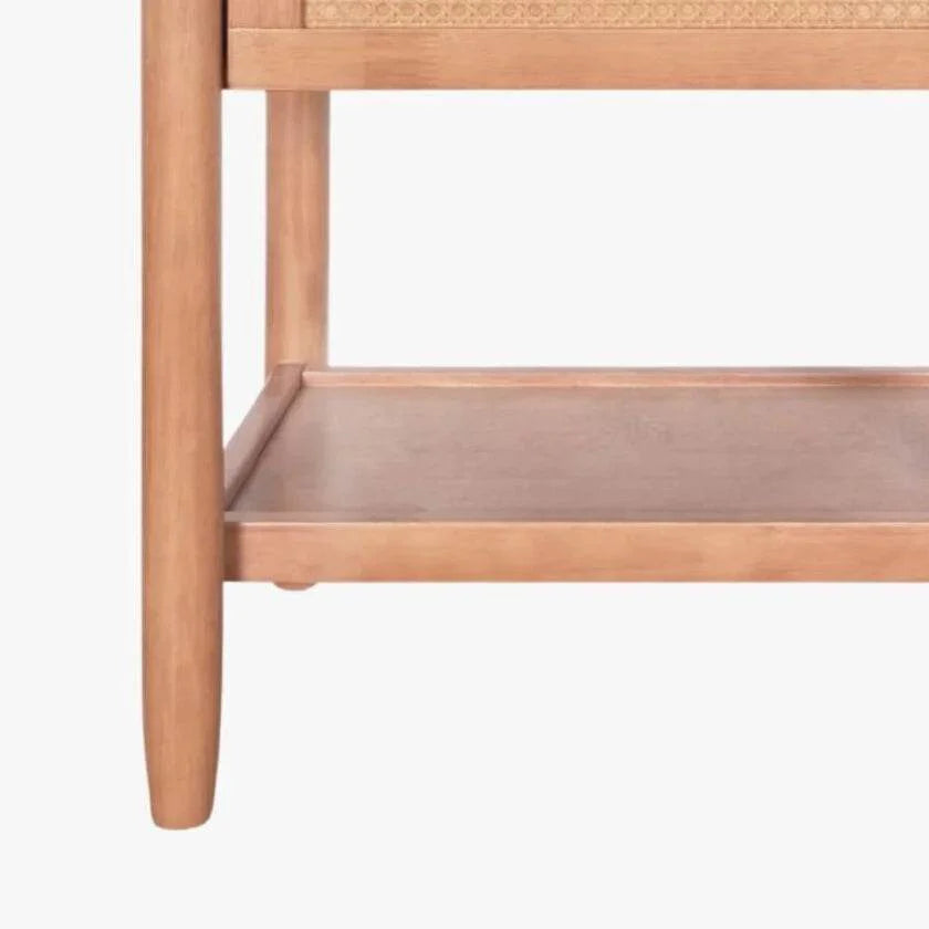 Megafurniture | Delora Wooden Bedside Table with Rattan Drawer | Bed Side Table