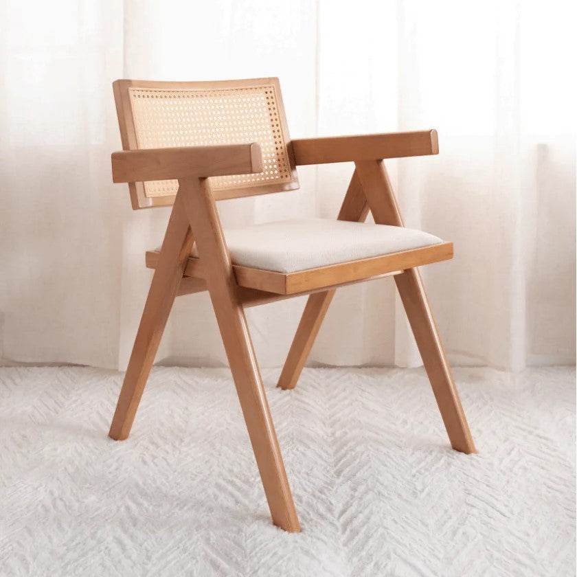 Megafurniture | Delora Rattan Dining Chair with Cushion | Wooden Dining Chair