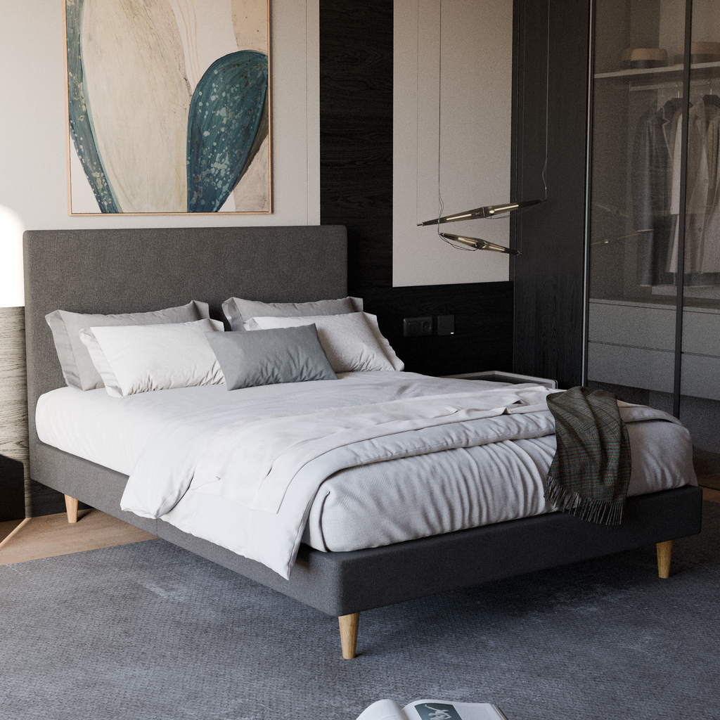 Manovel Fabric Divan Bed Frame (Water Repellent) + Somnuz® Durafirm 10" Spring Mattress with Eurotop
