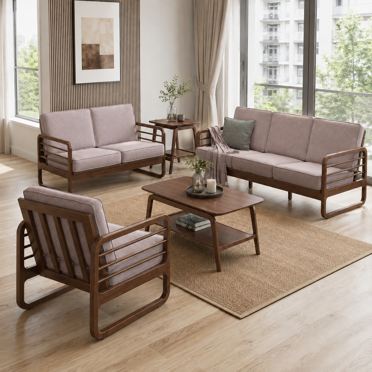 Lumerio Fabric Wooden Frame Sofa