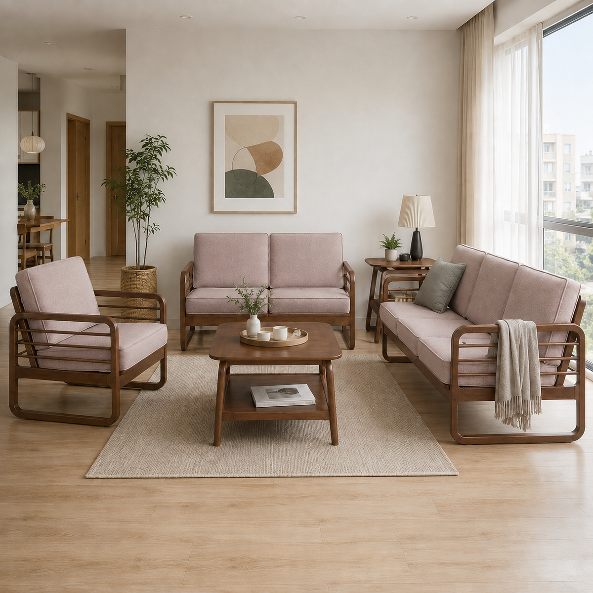 Lumerio Fabric Wooden Frame Sofa