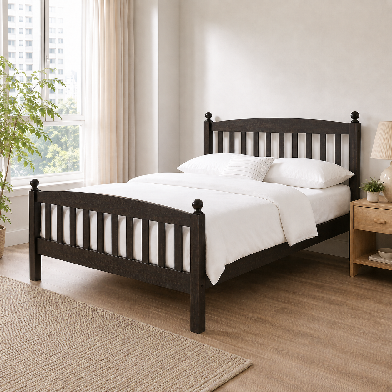 Morvane Wooden Bed Frame (Queen Size)