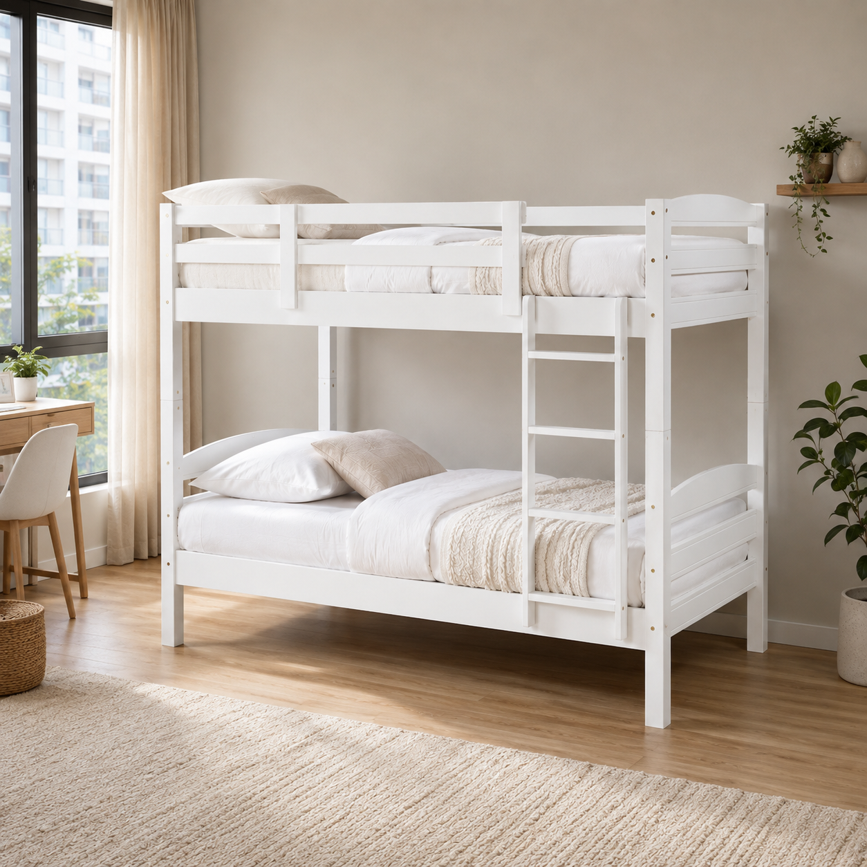 Avonelle White Wooden Double Decker Bed