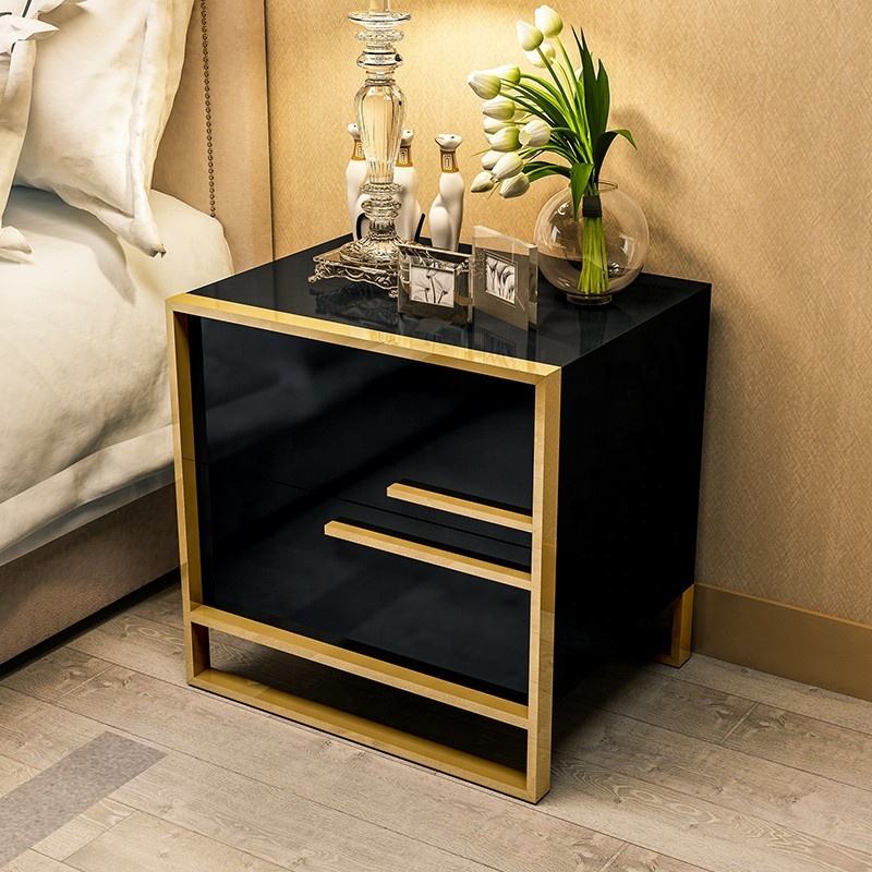 Jino Black Bedside Table