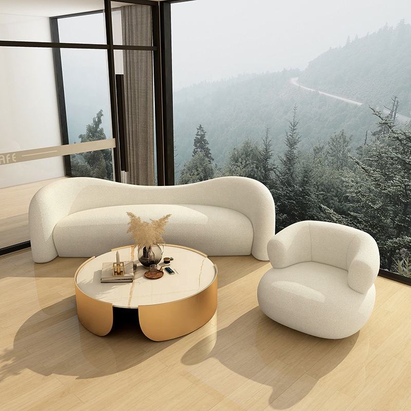 Camilla Boucle Fabric Sofa in Cream