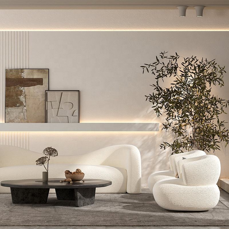 Camilla Boucle Fabric Sofa in Cream