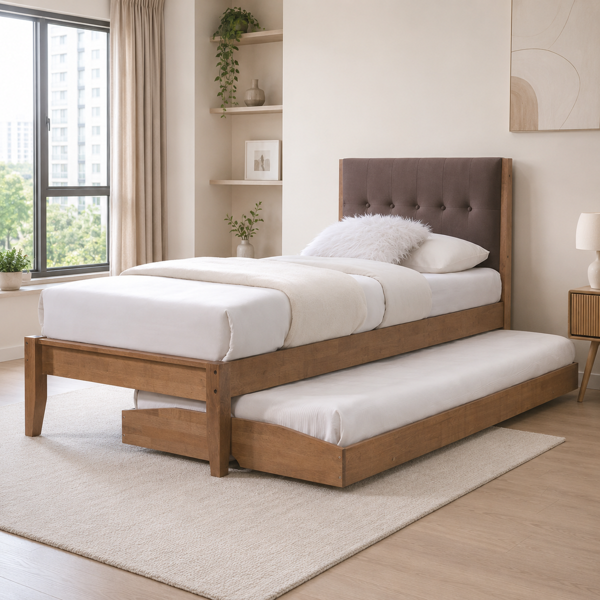 Renvara 3 in 1 Pull Out Wooden Bed Frame