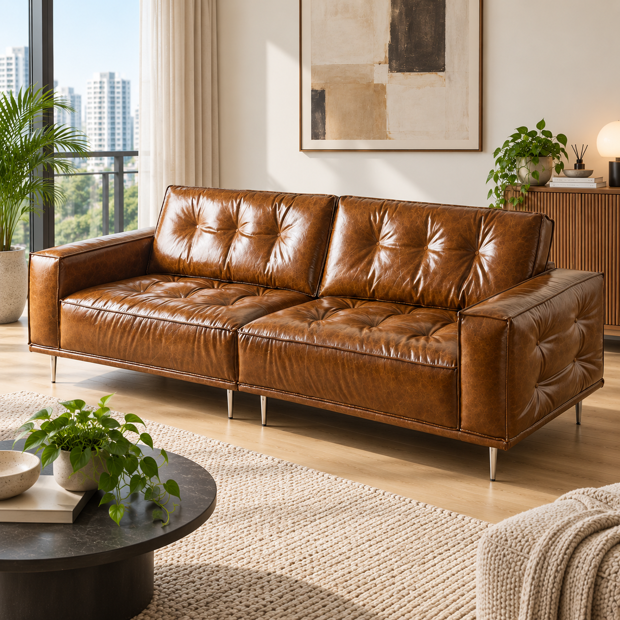 Calvirose Leather Sofa