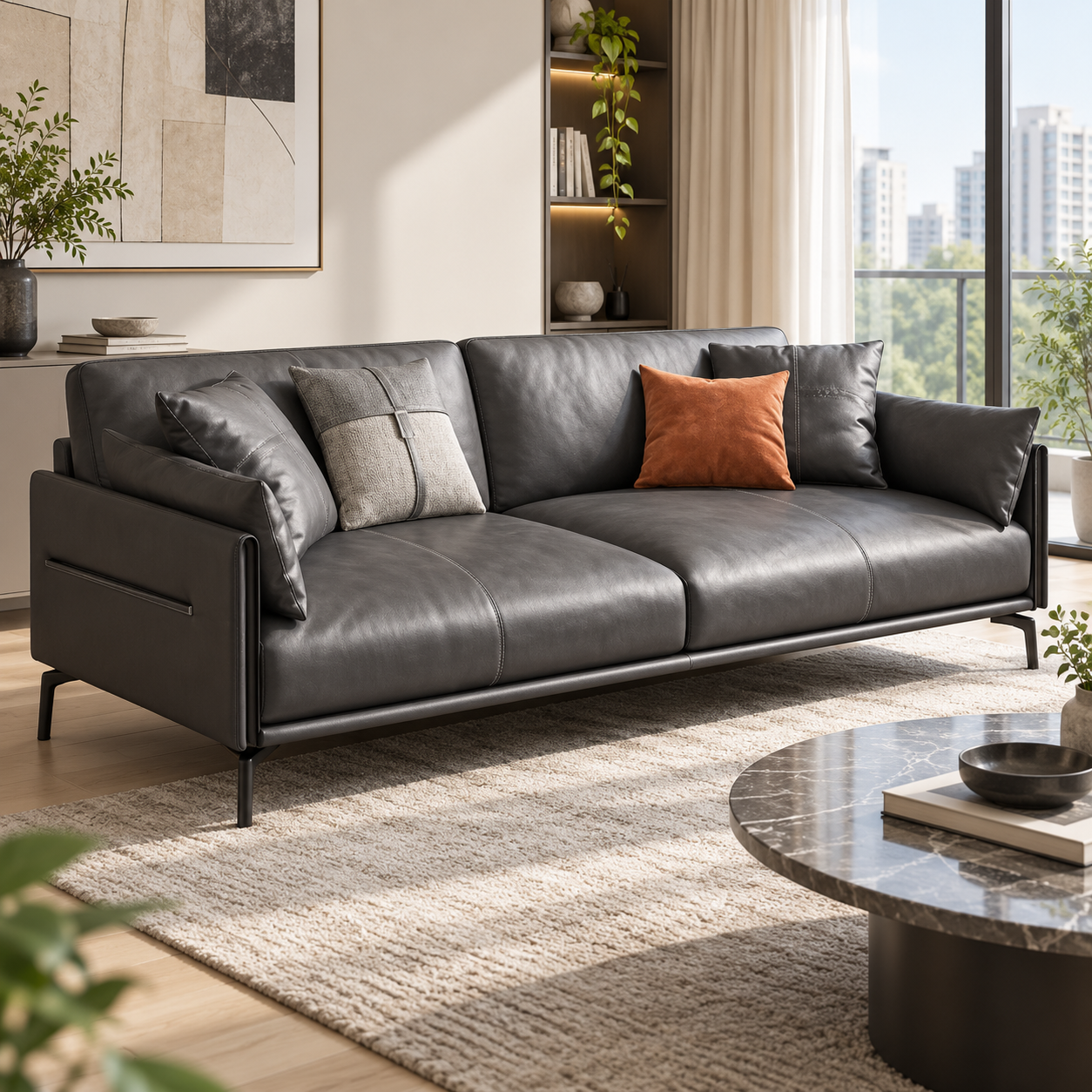 Lunvessa Leather Sofa