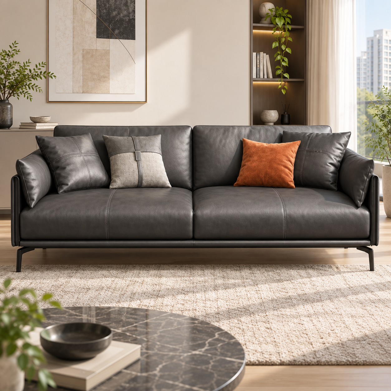 Lunvessa Leather Sofa