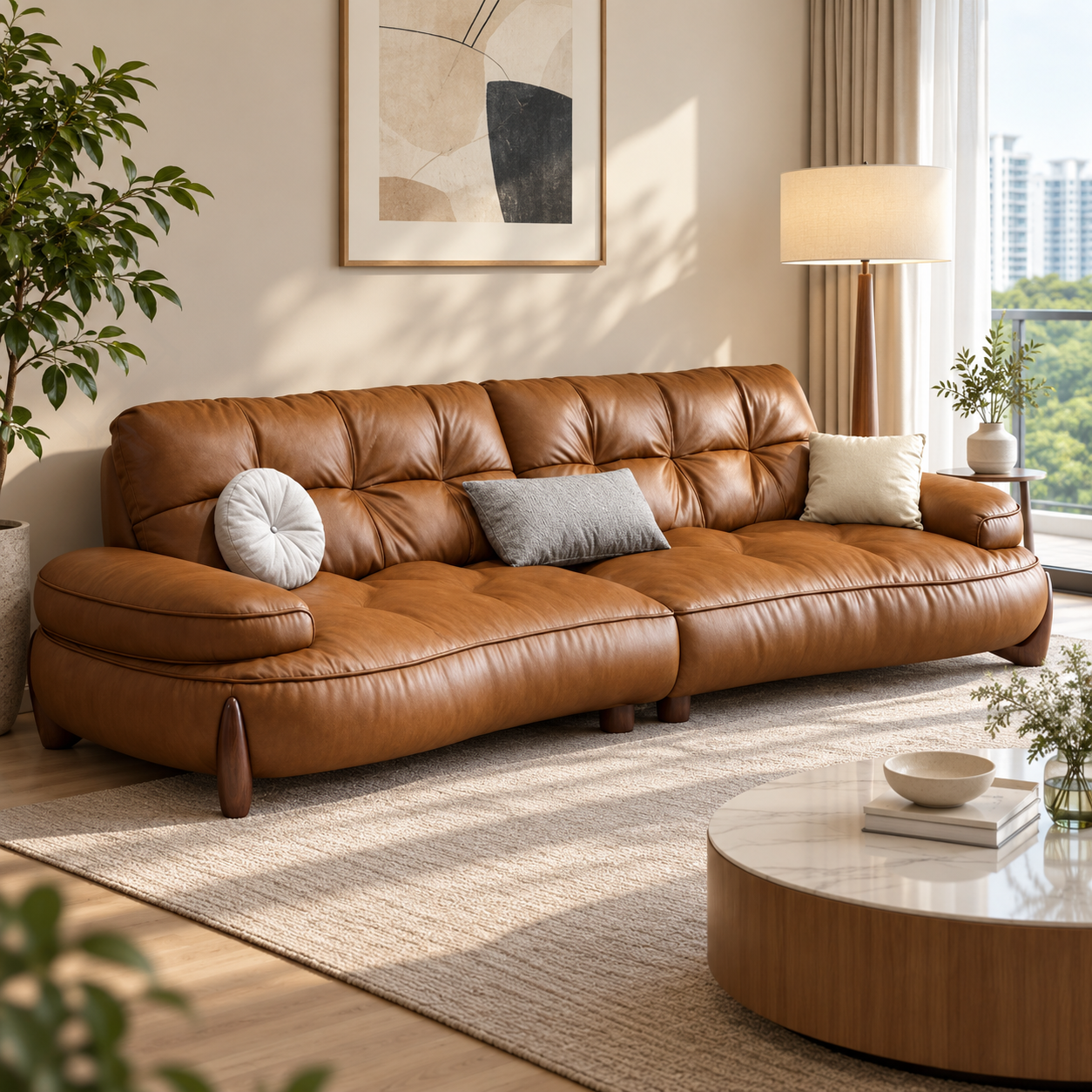 Elvaneo Leather Sofa