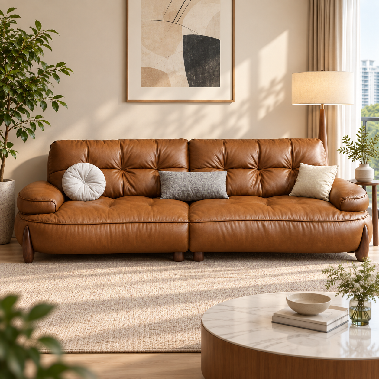 Elvaneo Leather Sofa